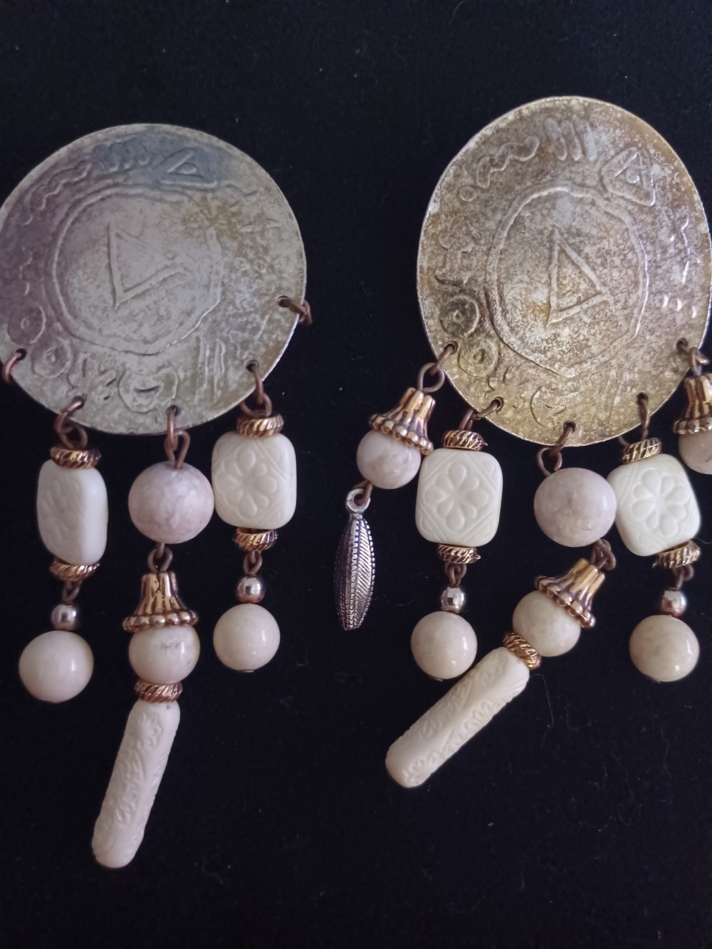 Bohemian Silver Tone Tribal Clip-on  Drop Earrings